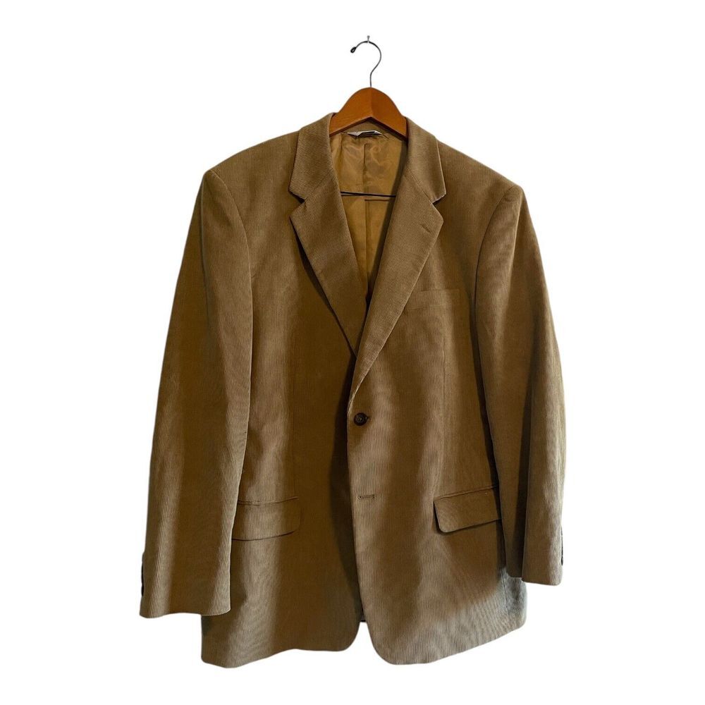 Joseph & Feiss Corduroy Blazer Men's Size 44L Brown Tan 2-Button Single Vented‎
